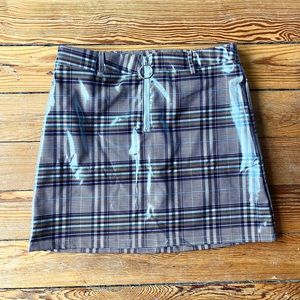 SANS SOUCI Camel Plaid Mini Skirt